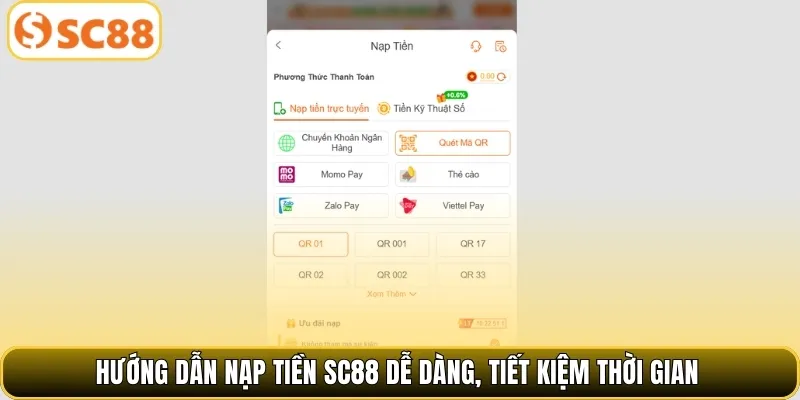 Hướng dẫn nạp tiền SC88 dễ dàng, tiết kiệm thời gian
